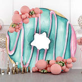 Malen Blau Rosa Creme Krapfen Runden Geburtstag Hintergrund